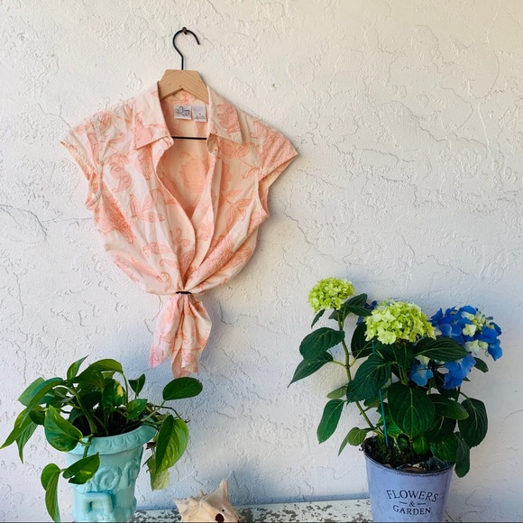 vtg 90s embroidered blush pink button up popover - Picture 5 of 5